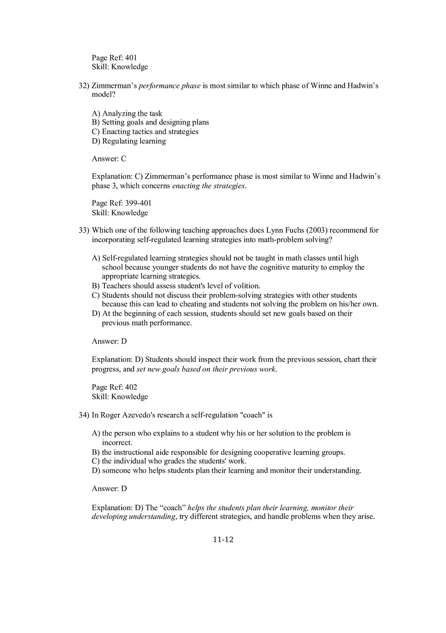 Chapter 11 Social Cognitive Views of Learning and Motivation Multiple Choice - Page 4