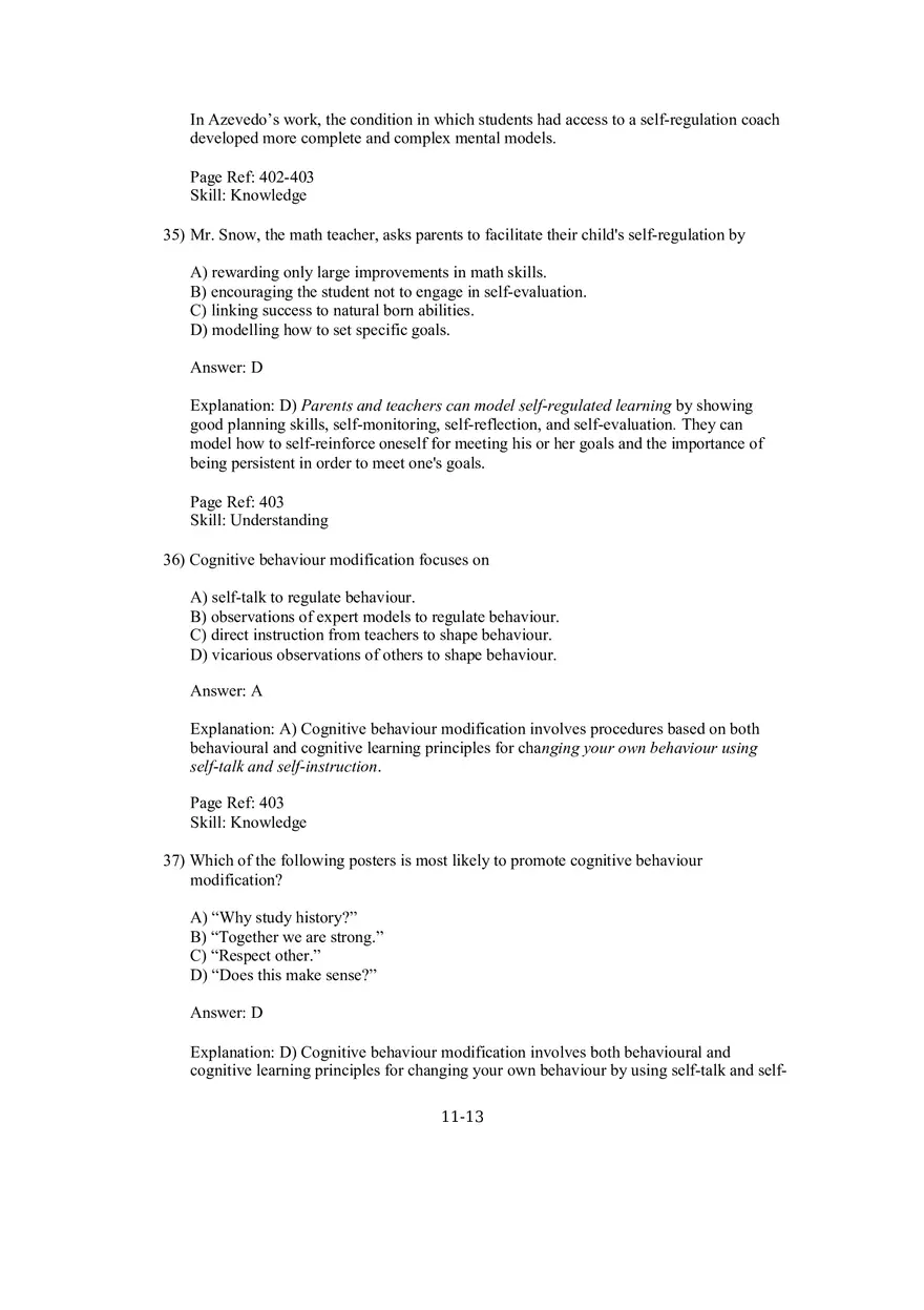 Chapter 11 Social Cognitive Views of Learning and Motivation Multiple Choice - Page 5