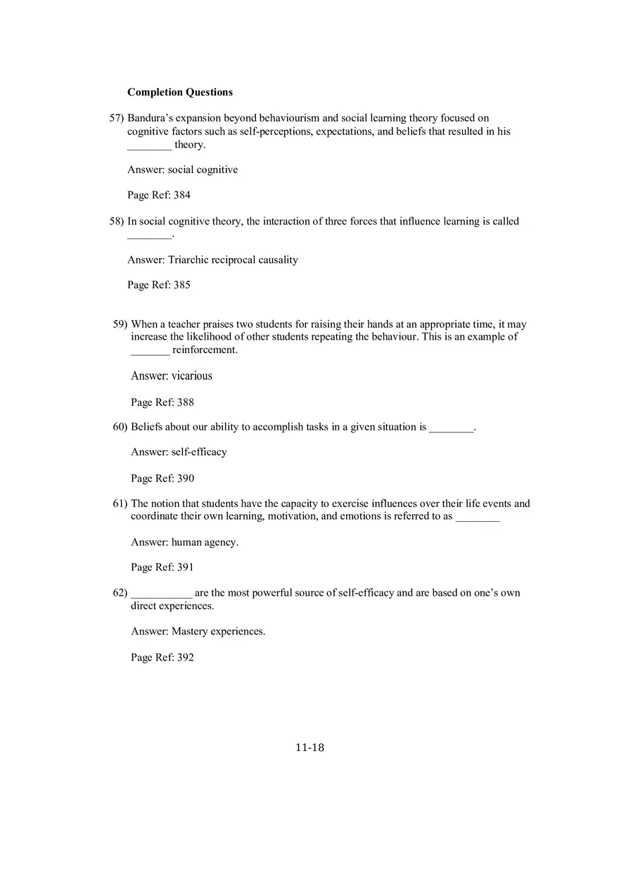 Chapter 11 Social Cognitive Views of Learning and Motivation Completion - Page 1