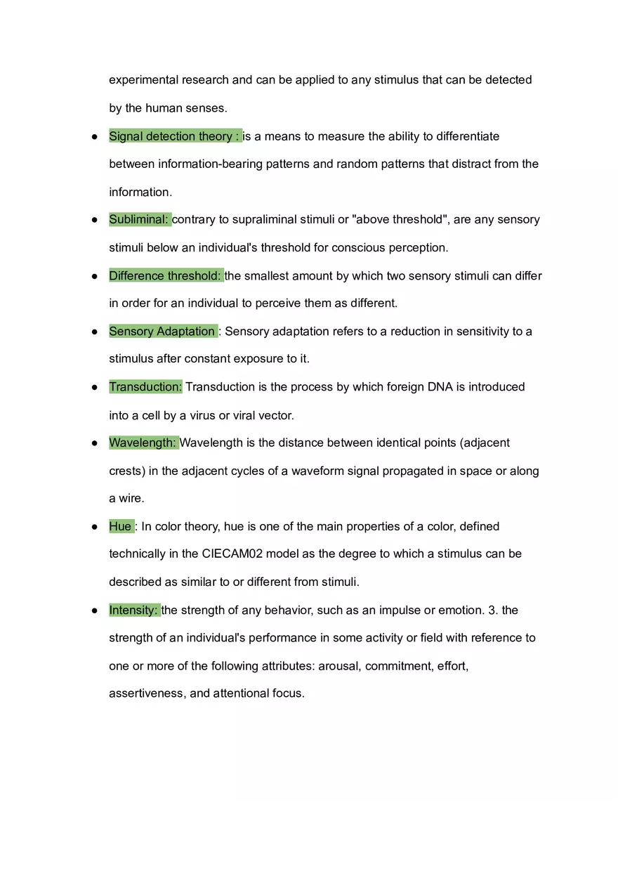Psychology Unite Vocabulary Summary - Page 2