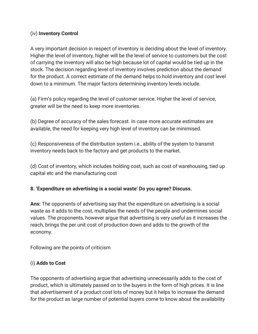 Marketing Long Answer Type Questions - Page 7