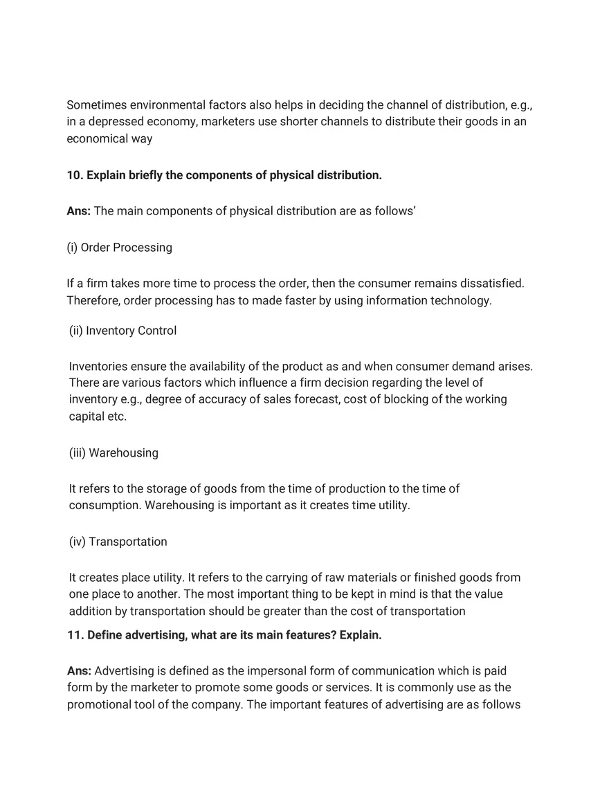 Marketing Short Answer Type Questions - Page 8