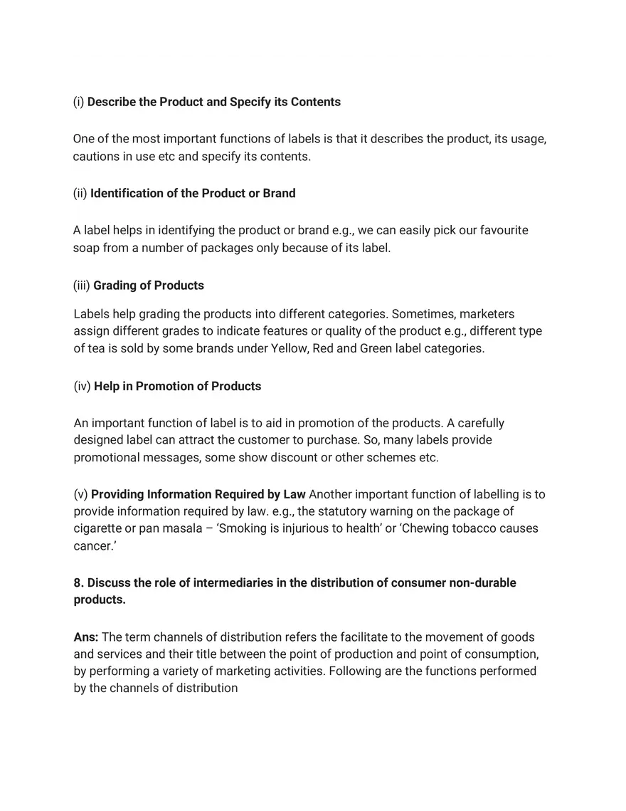 Marketing Short Answer Type Questions - Page 5