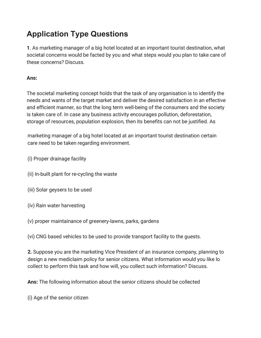 Marketing Application Type Questions - Page 1