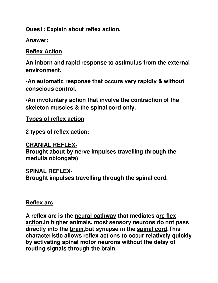 Explain about Reflex Action - Page 1