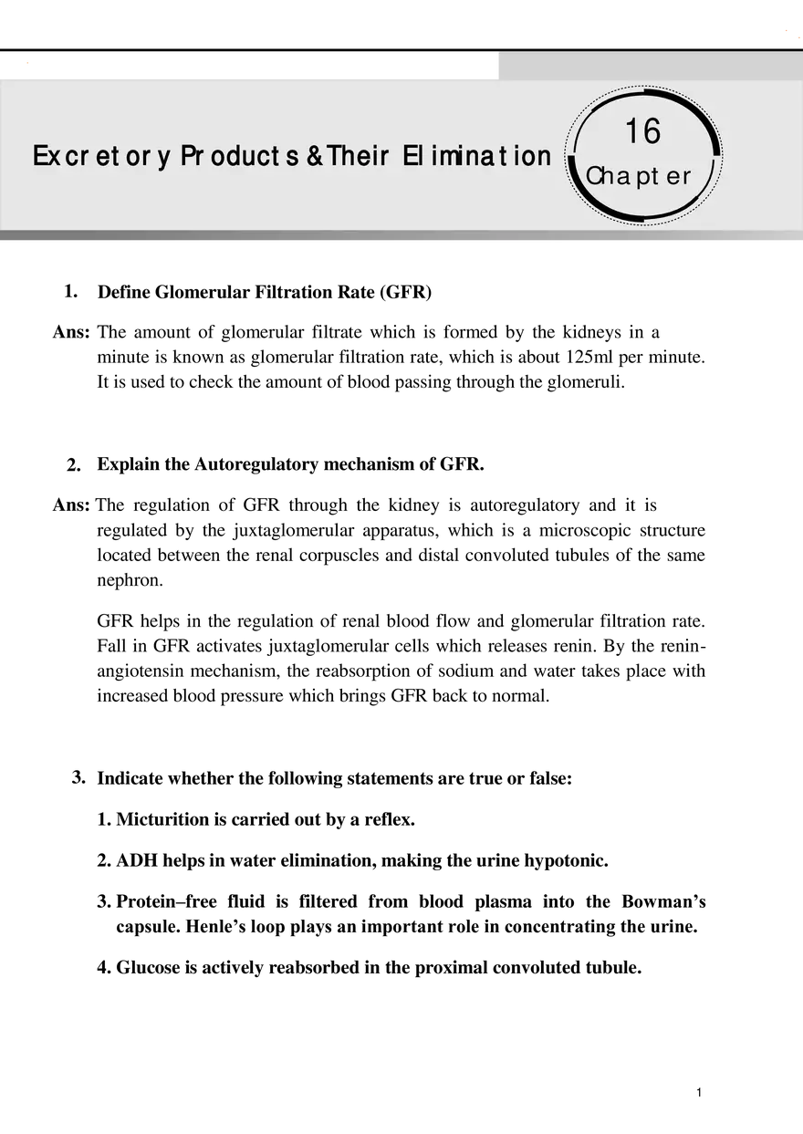 Excretory Products &Their Elimination - Page 1