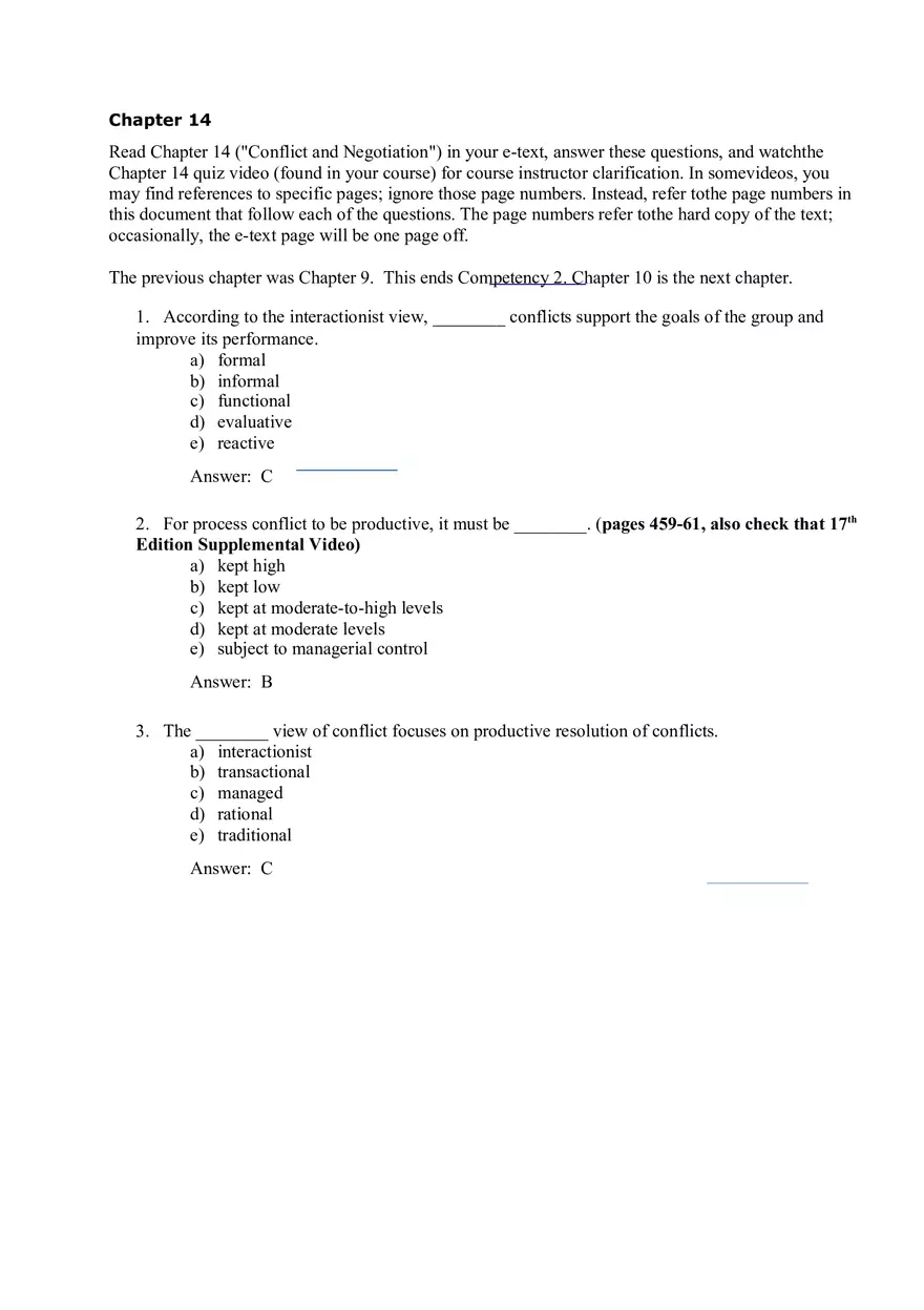 Chapter 14 Conflict and Negotiation - Page 1