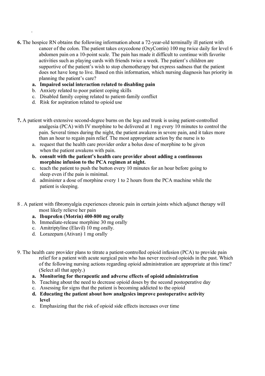 Pain NCLEX Practice Questions - Page 2