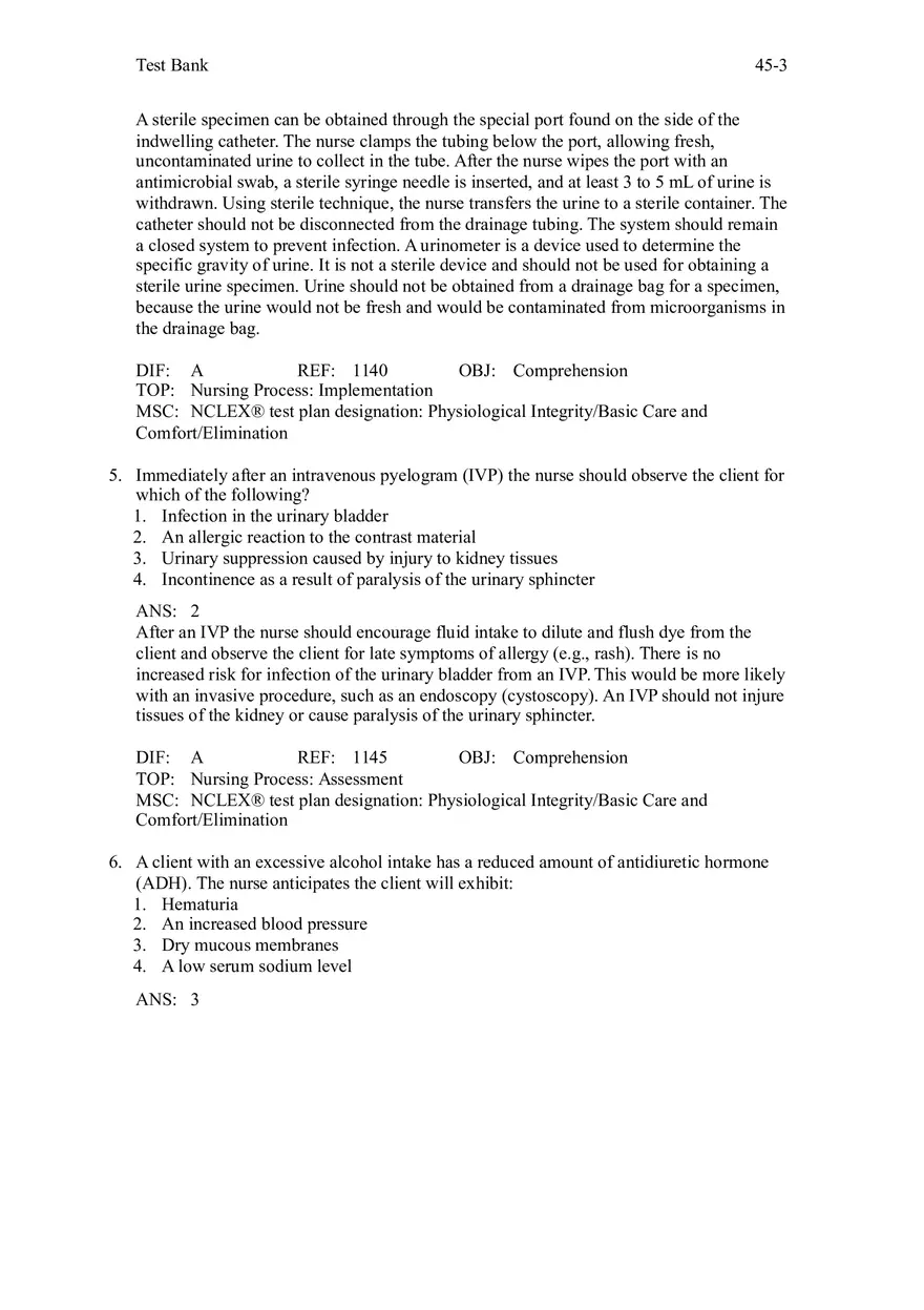 Chapter 45 Urinary Elimination Answers 1 - Page 3