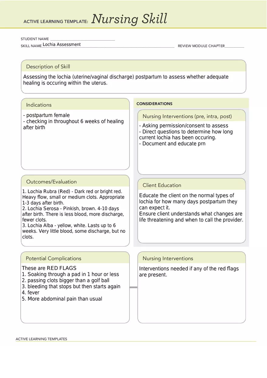 Lochia Assessment - Page 1