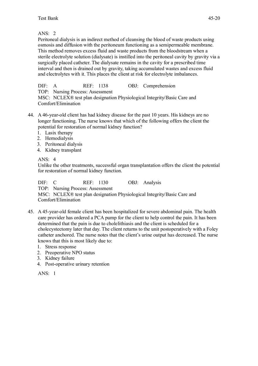 Chapter 45 Urinary Elimination Answers 3 - Page 2