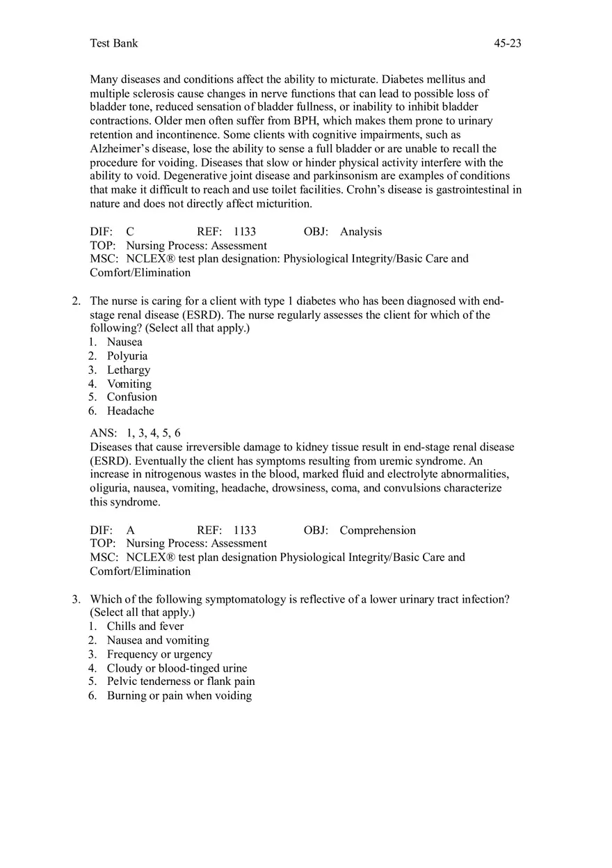 Chapter 45 Urinary Elimination Answers 3 - Page 5