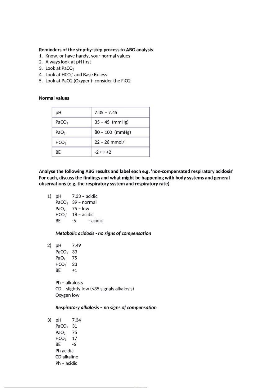 ABG Practice Questions with Answers - Page 1