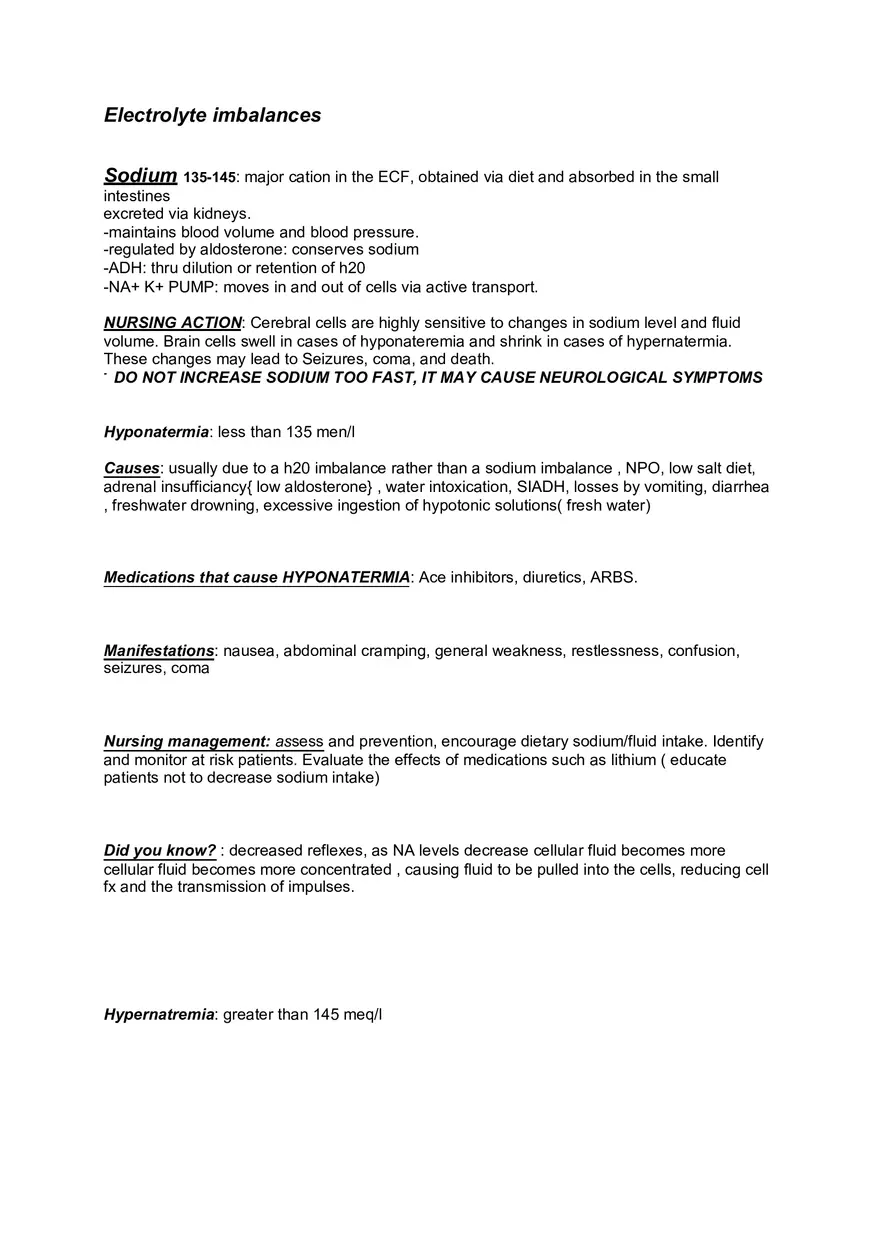 Med Surge Fluid and Electrolyte Imbalances - Page 11
