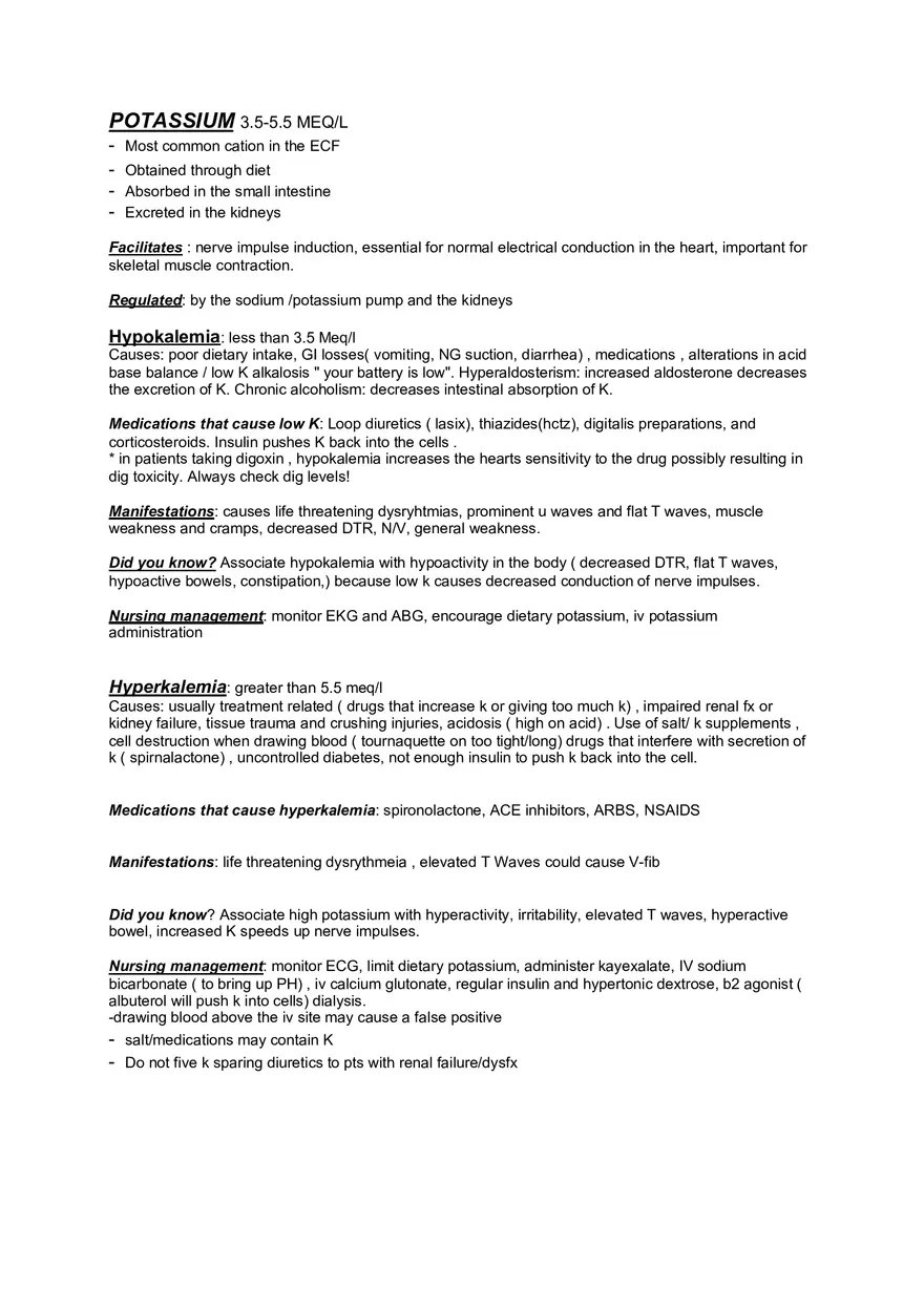Med Surge Fluid and Electrolyte Imbalances - Page 13