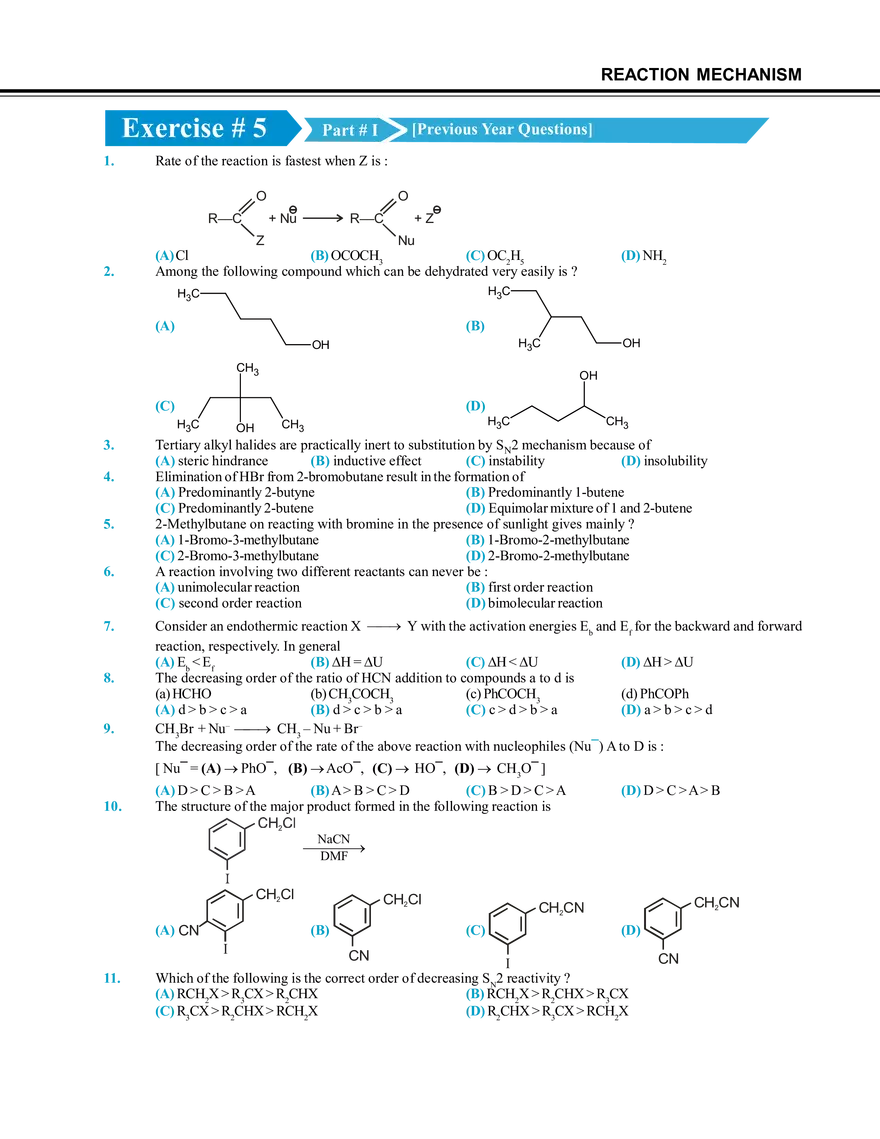 Reaction Mechanism Exercise # 5 - Page 1