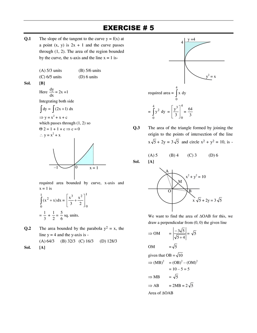 Area Under the Curve Exercise # 5 - Page 1