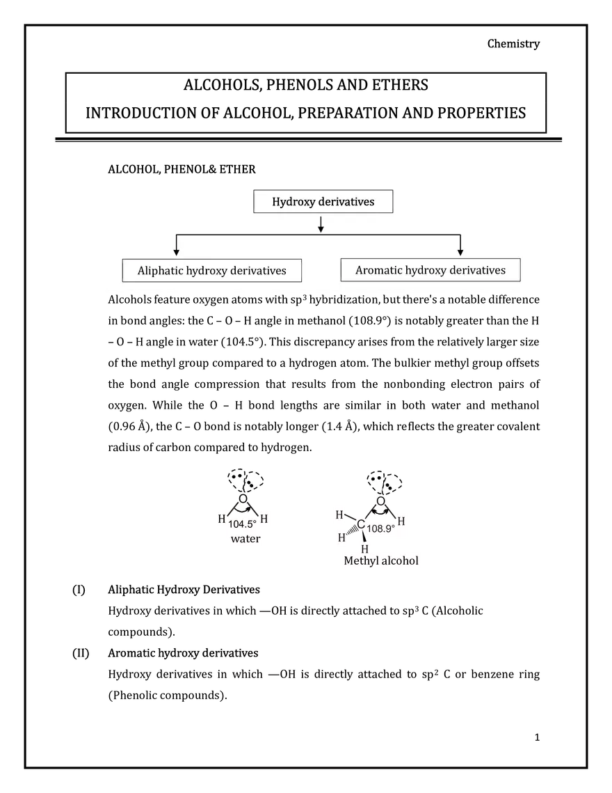 Introduction of Alcohol, Preparation and Properties - Page 1