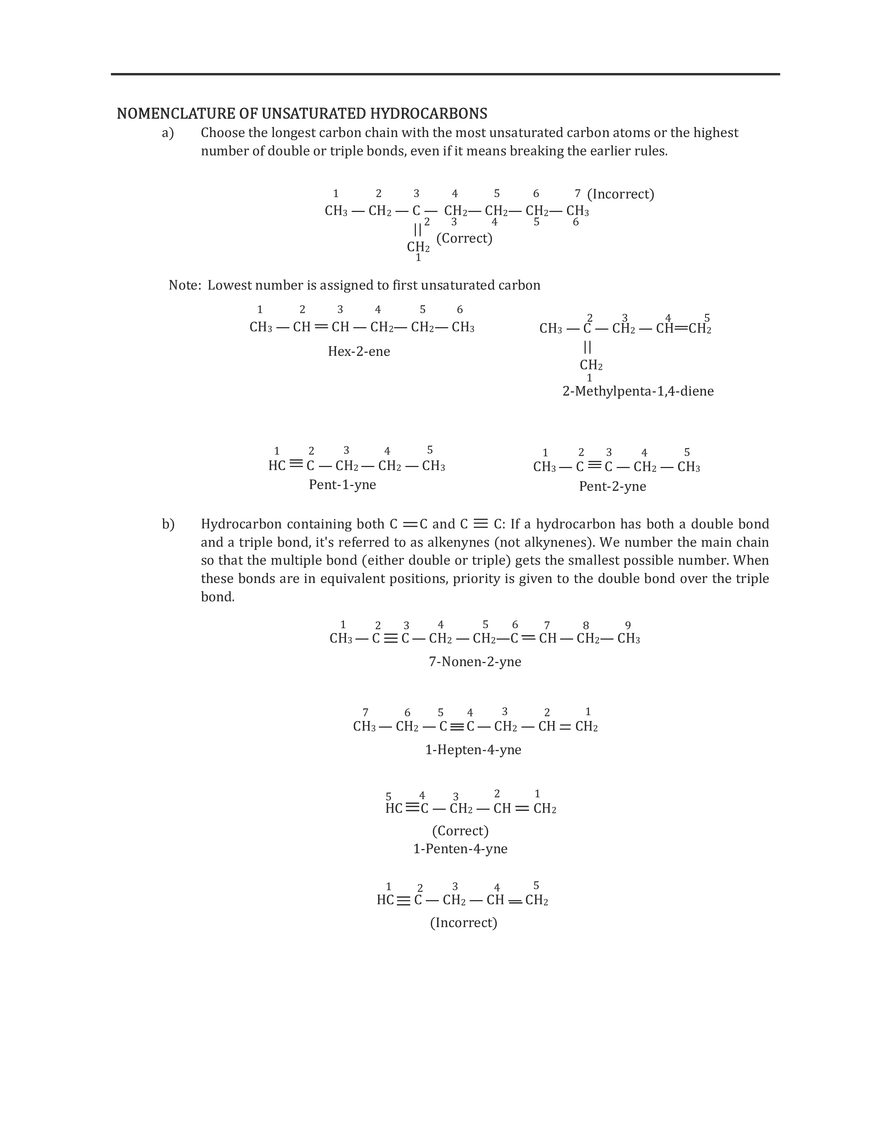 Nomenclature of Unsaturated Hydrocarbons - Page 1