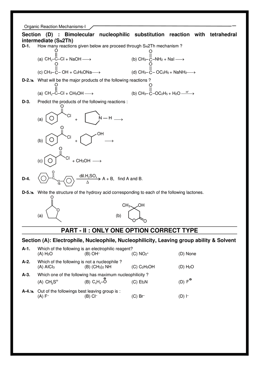 Organic Reaction Mechanisms-I Exercises - Page 11