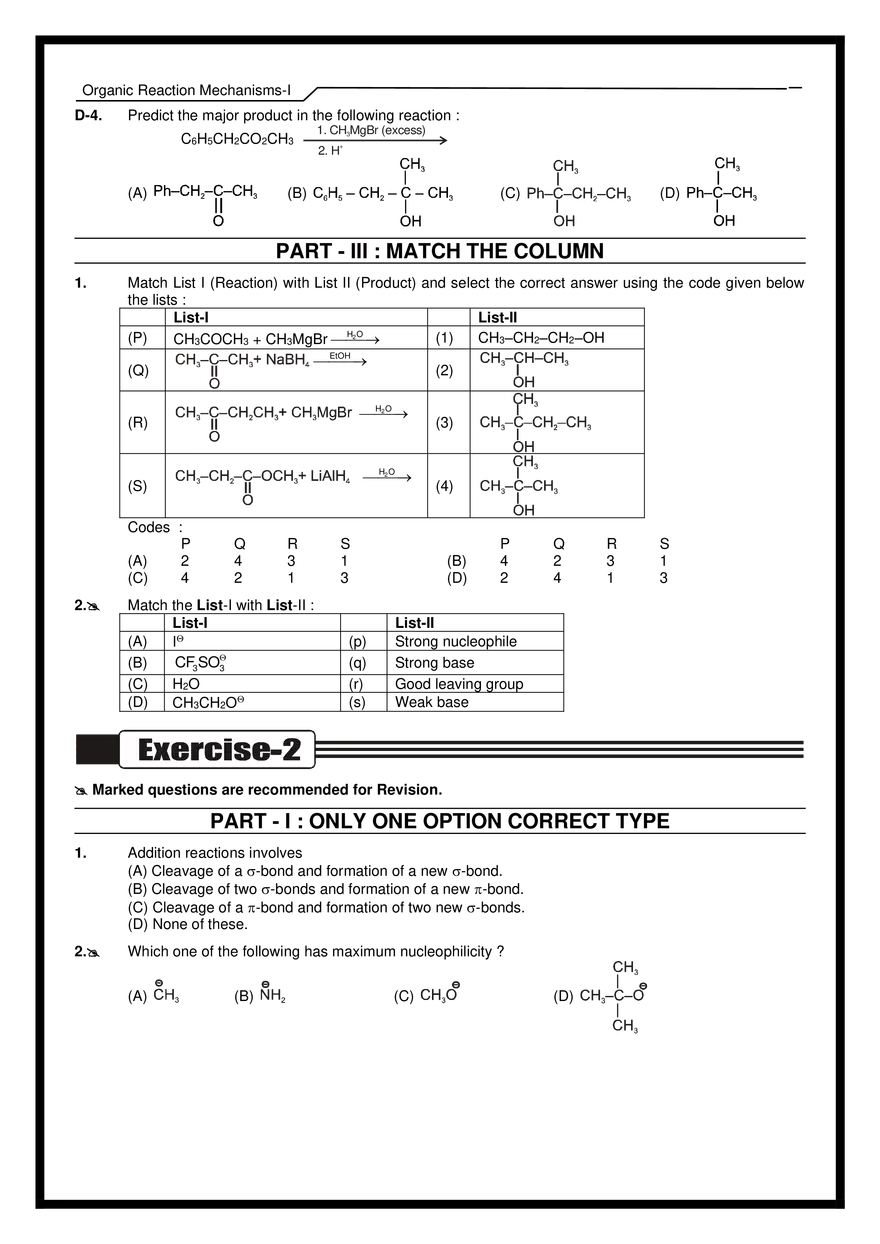Organic Reaction Mechanisms-I Exercises - Page 14