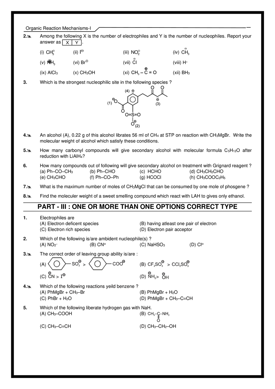 Organic Reaction Mechanisms-I Exercises - Page 17