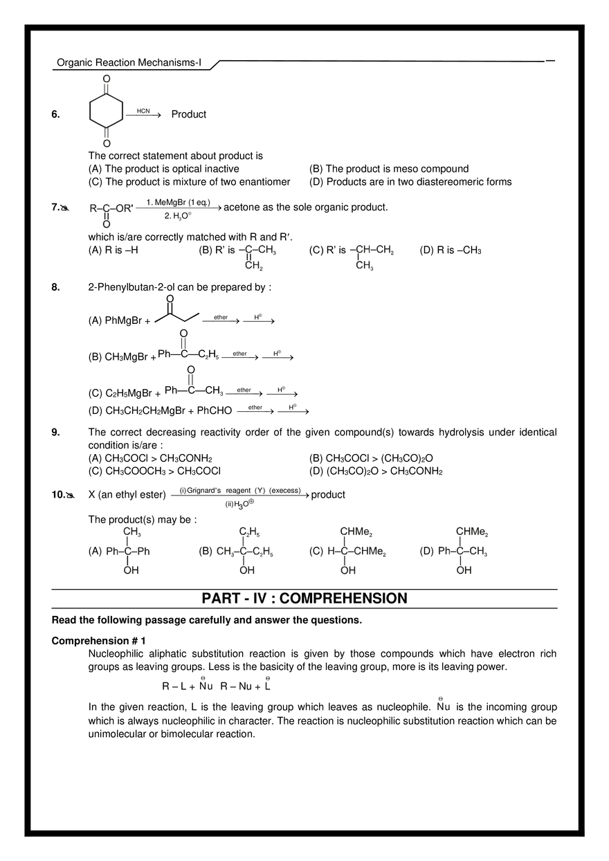 Organic Reaction Mechanisms-I Exercises - Page 18