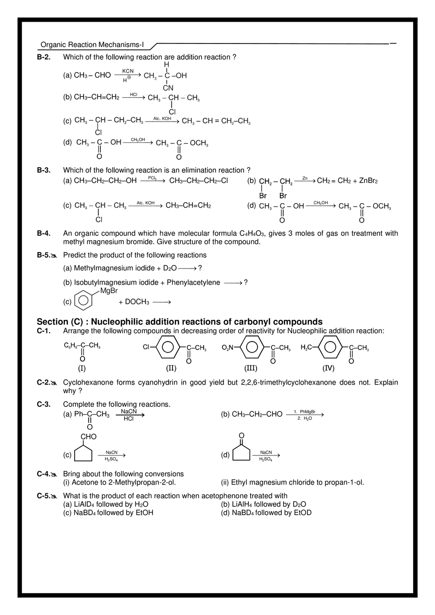 Organic Reaction Mechanisms-I Exercises - Page 2