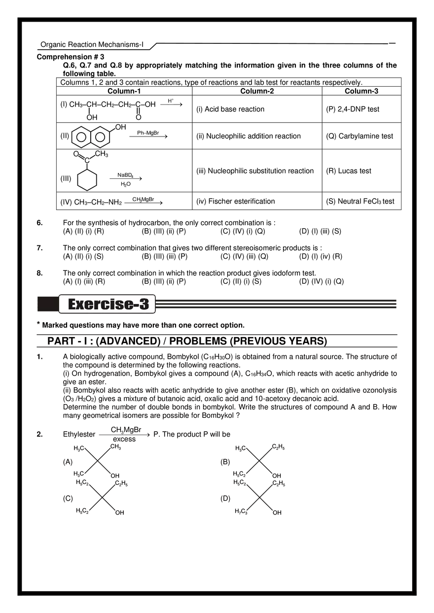 Organic Reaction Mechanisms-I Exercises - Page 4