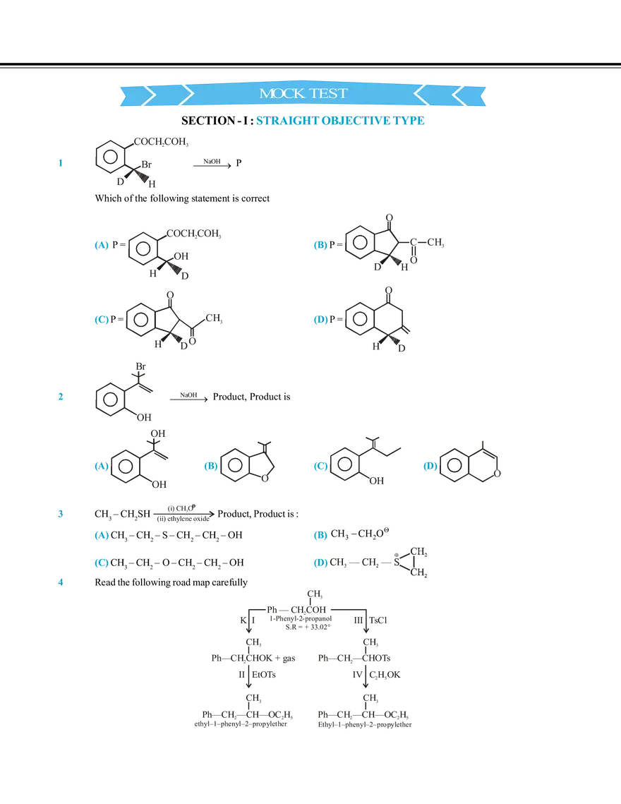 Reaction Mechanism Mock Test - Page 1