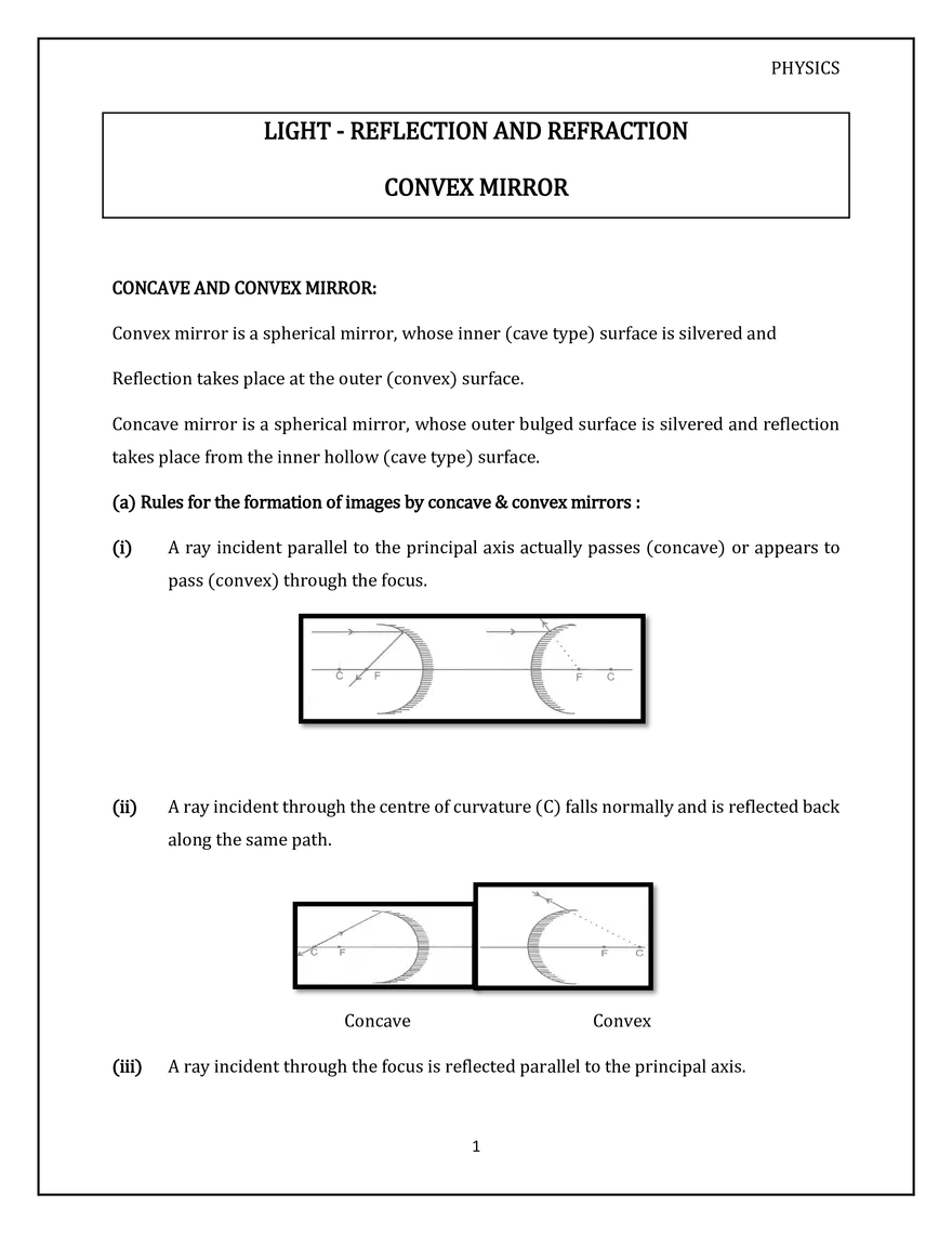 Light-Reflection and Refraction Convex Mirror - Page 1