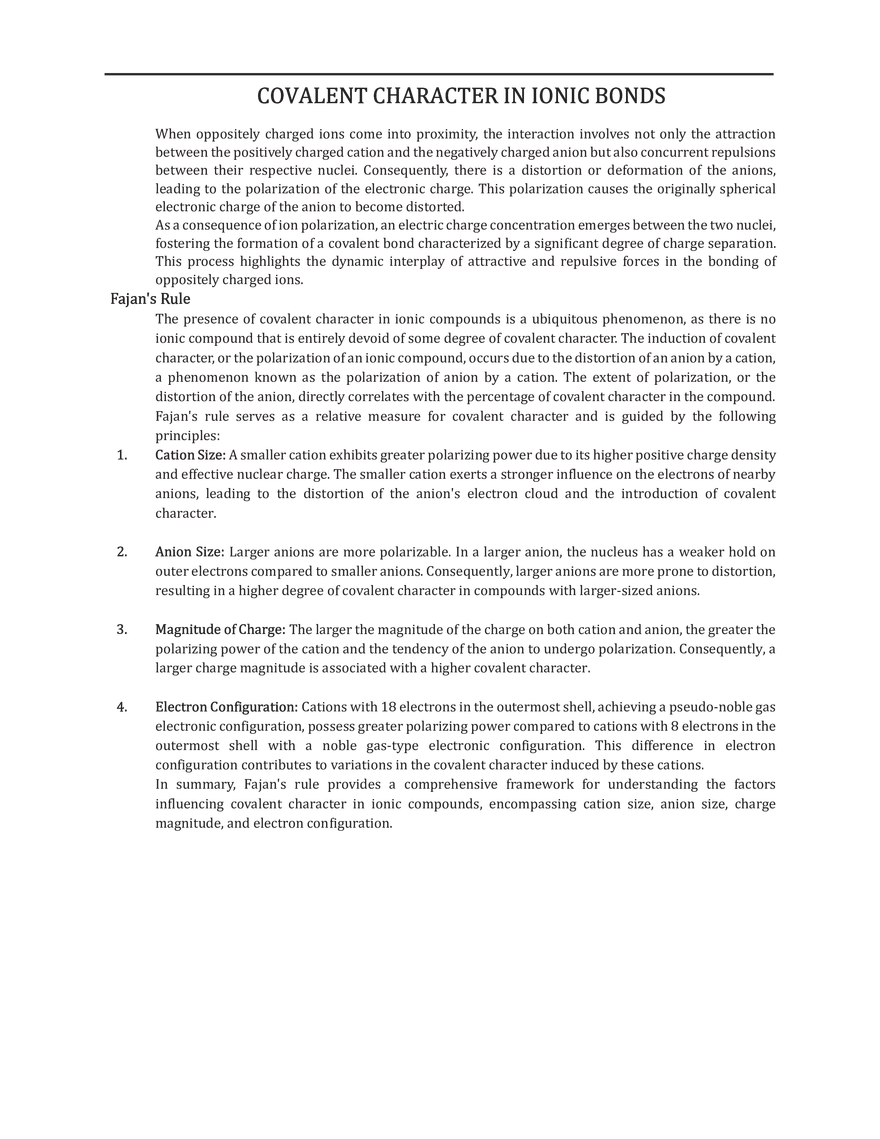 Covalent Character in Ionic Bonds - Page 1