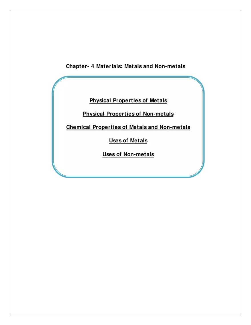 Chapter- 4 Materials. Metals and Non-metals - Page 1