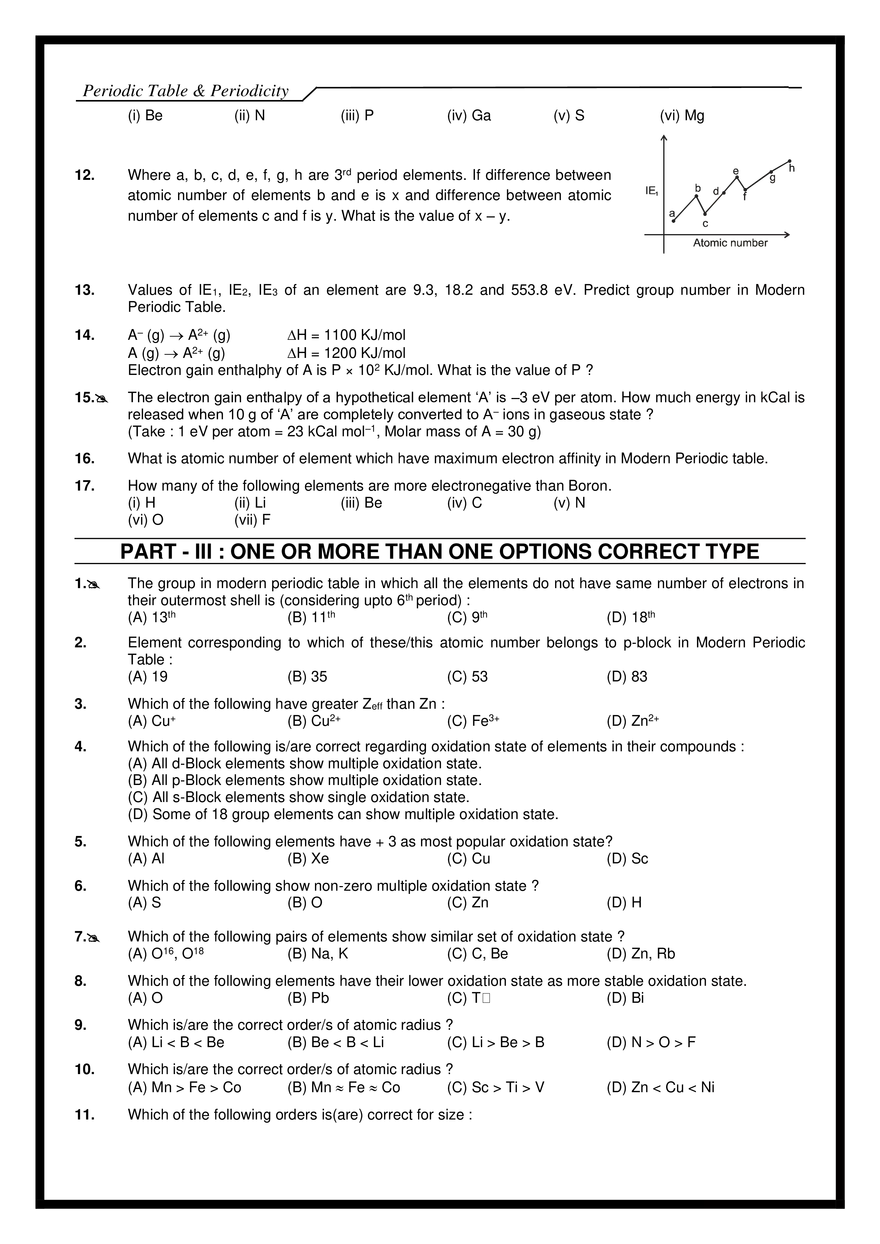 Periodic Table & Periodicity Exercises - Page 13