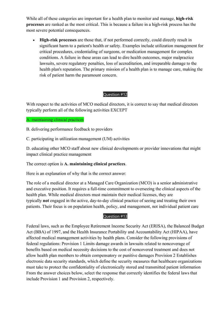 Medical Management Exam Answer Key - Page 10
