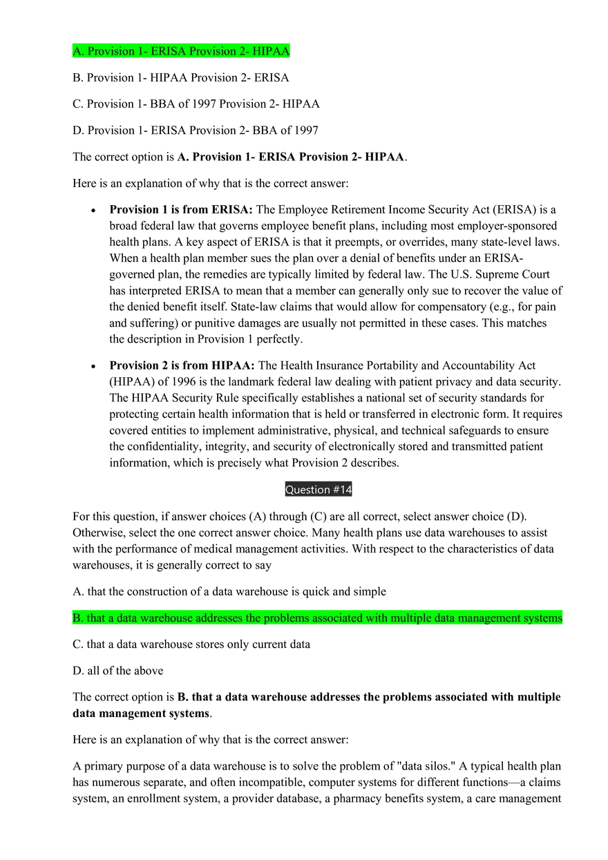 Medical Management Exam Answer Key - Page 11