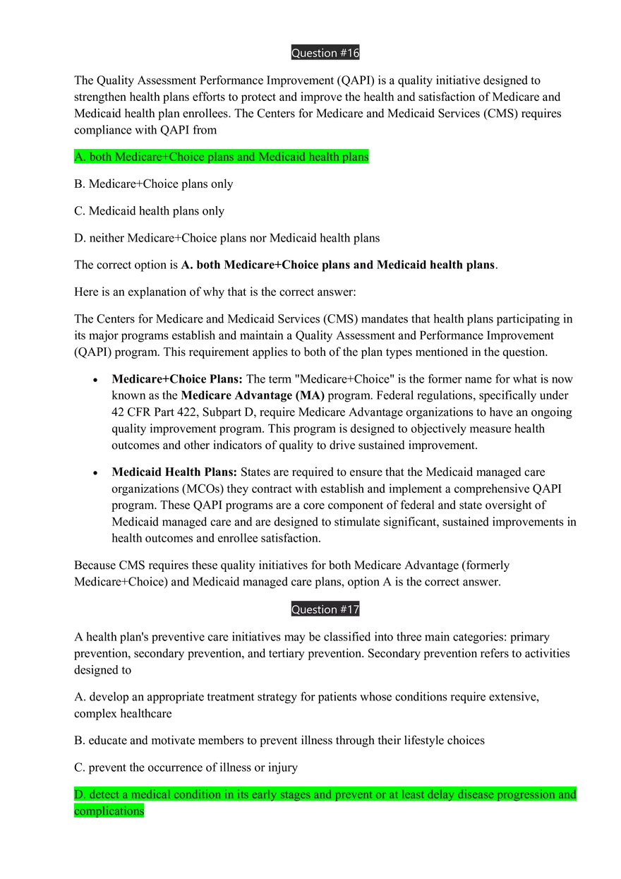 Medical Management Exam Answer Key - Page 13