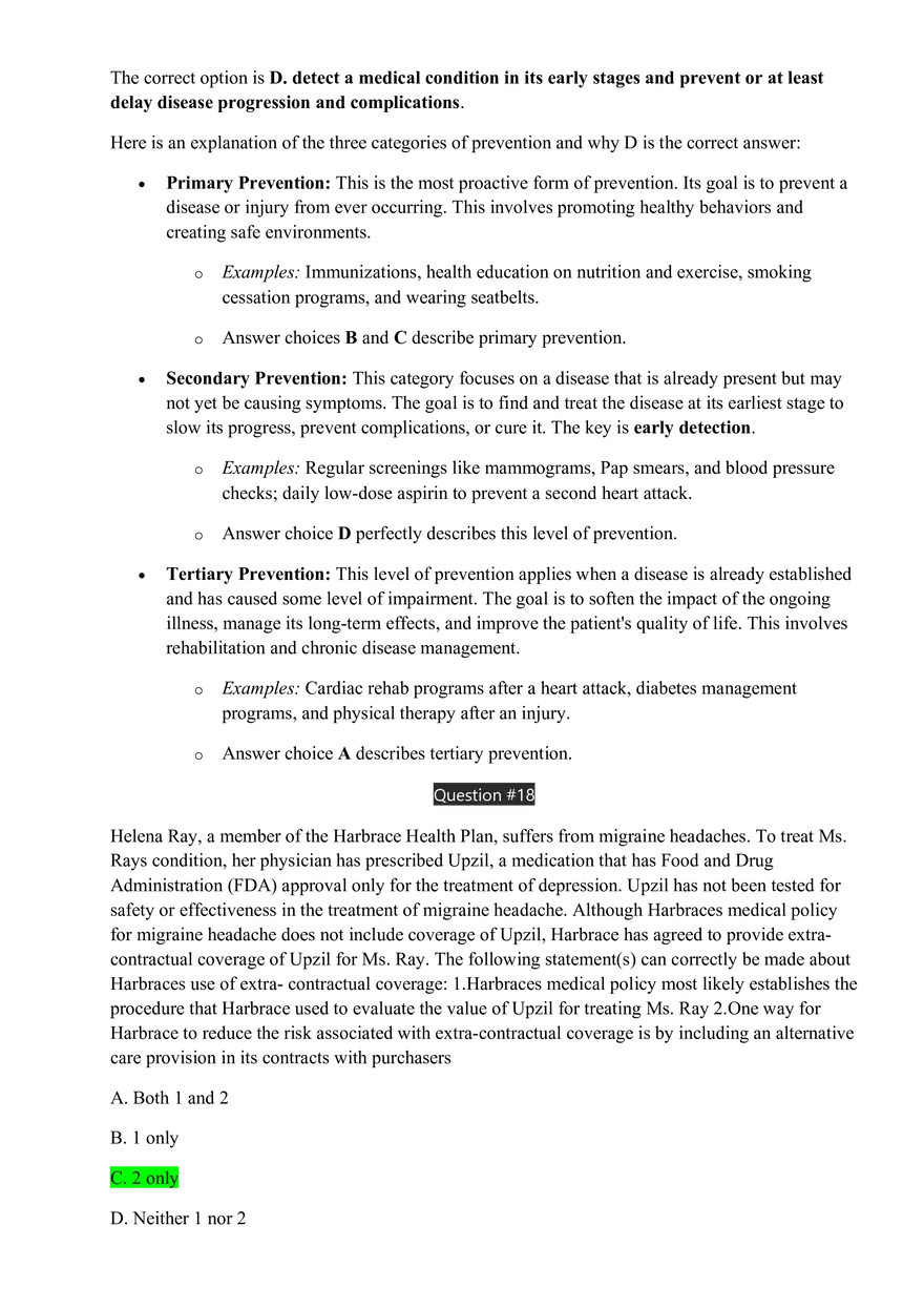 Medical Management Exam Answer Key - Page 3