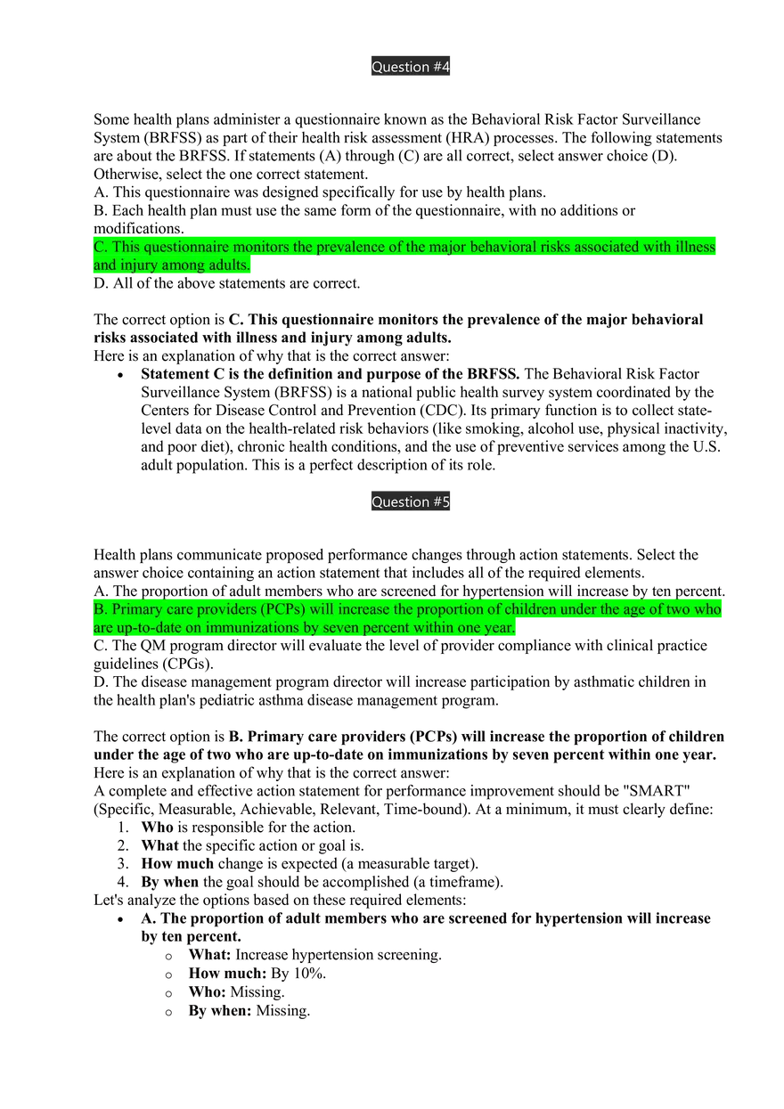 Medical Management Exam Answer Key - Page 6