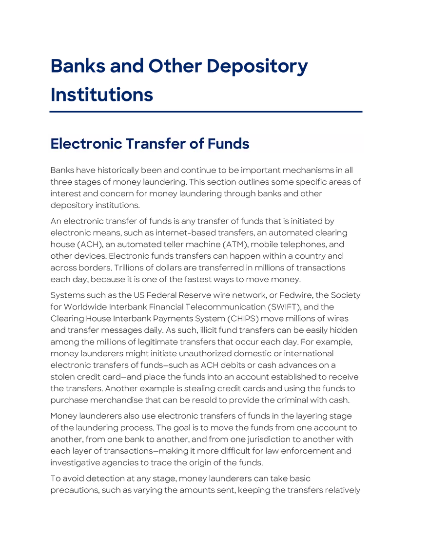 Banks and Other Depository Institutions - Page 1