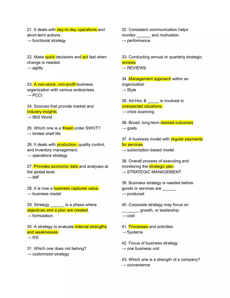 Business Strategy Questions and Answers - Page 2