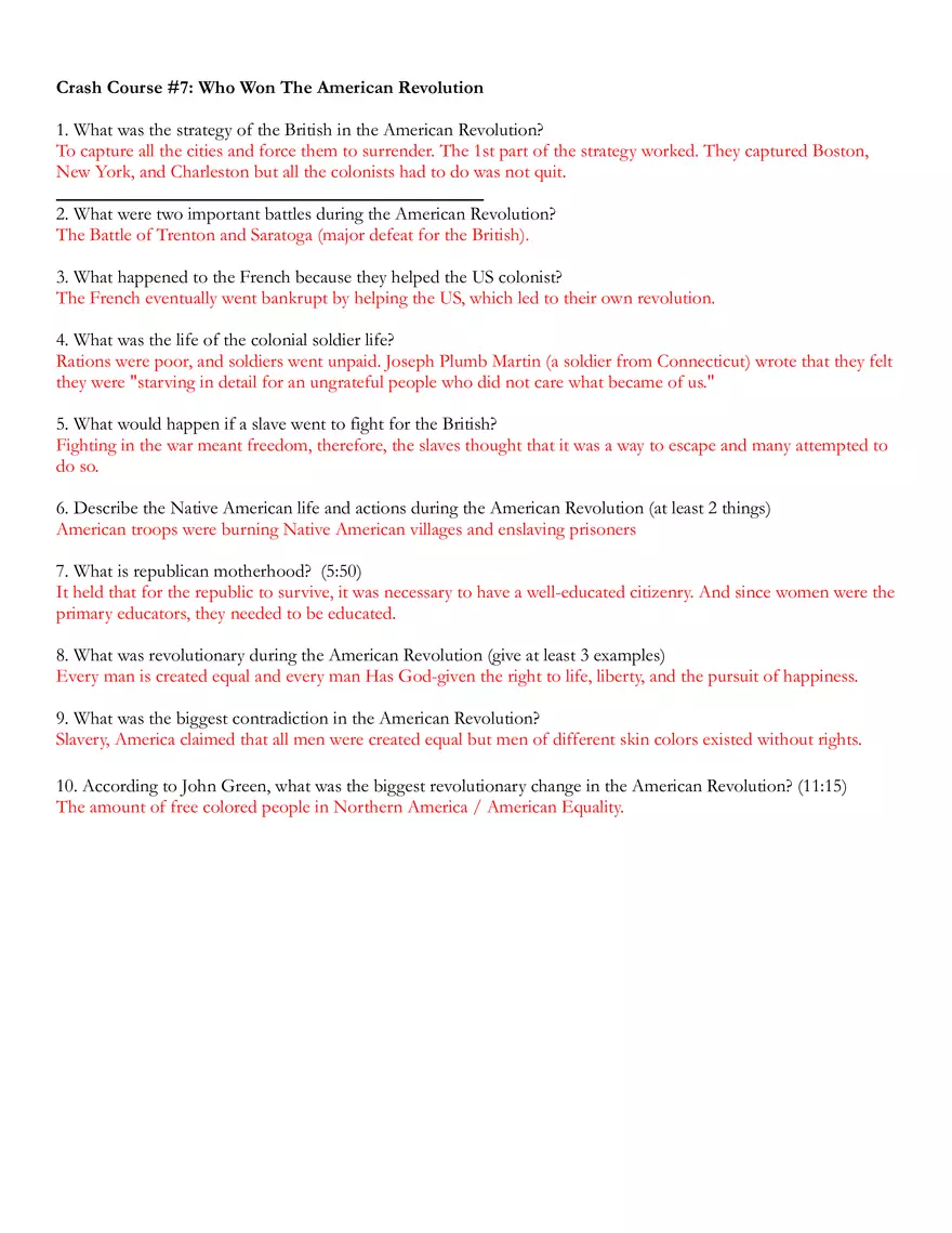 Crash Course # 7 Who Won The American Revolution - Page 1