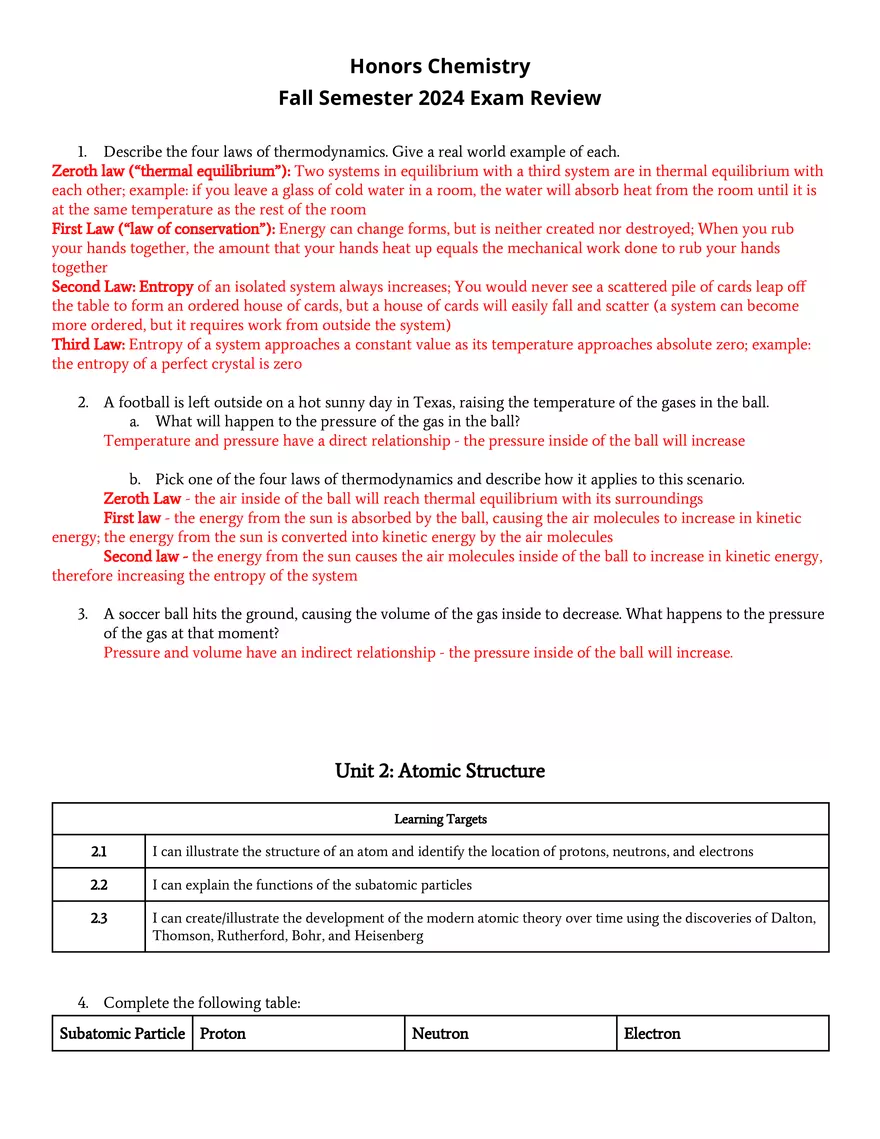 Fall Semester 2024 Exam Review - Page 1