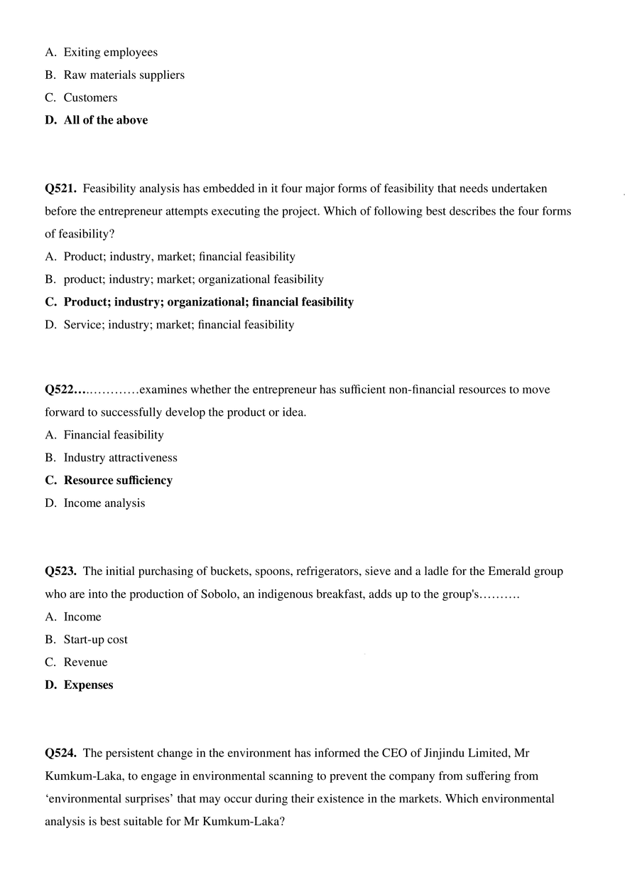 Introduction to Entrepreneurship Questions Part 11 - Page 11