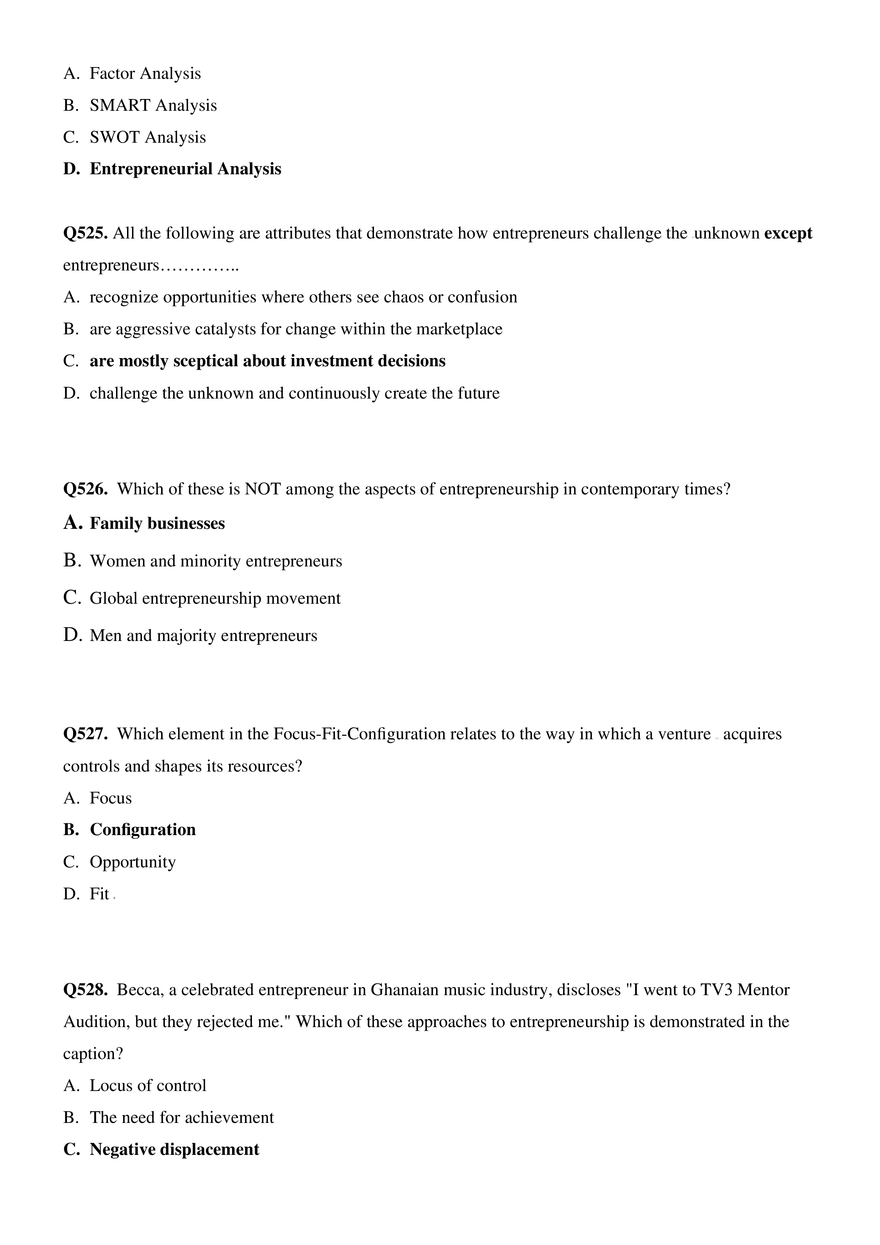 Introduction to Entrepreneurship Questions Part 11 - Page 12