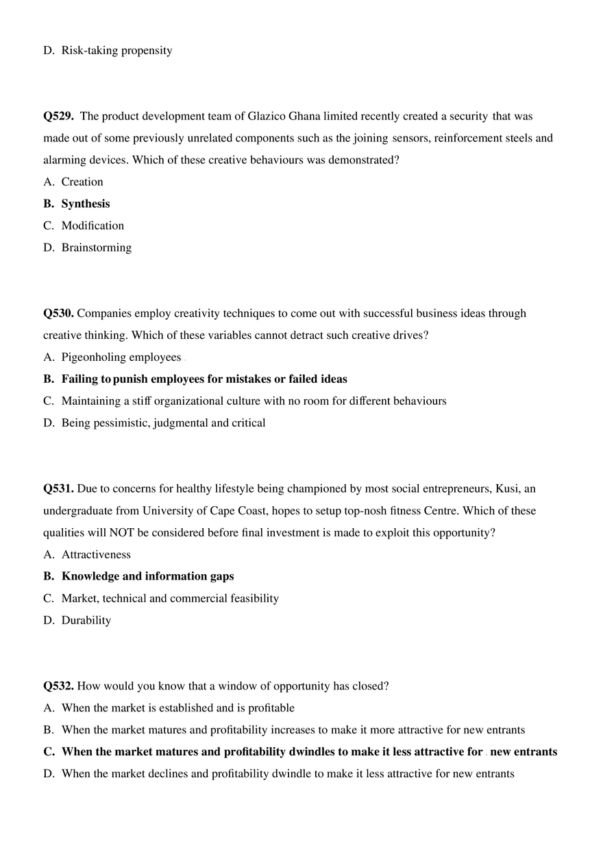 Introduction to Entrepreneurship Questions Part 11 - Page 13