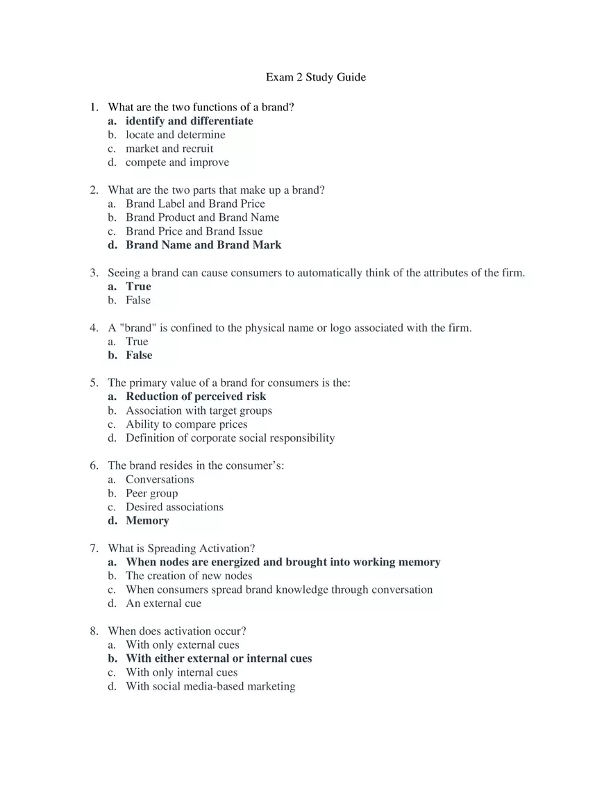 Marketing Exam 2 Study Guide - Page 1