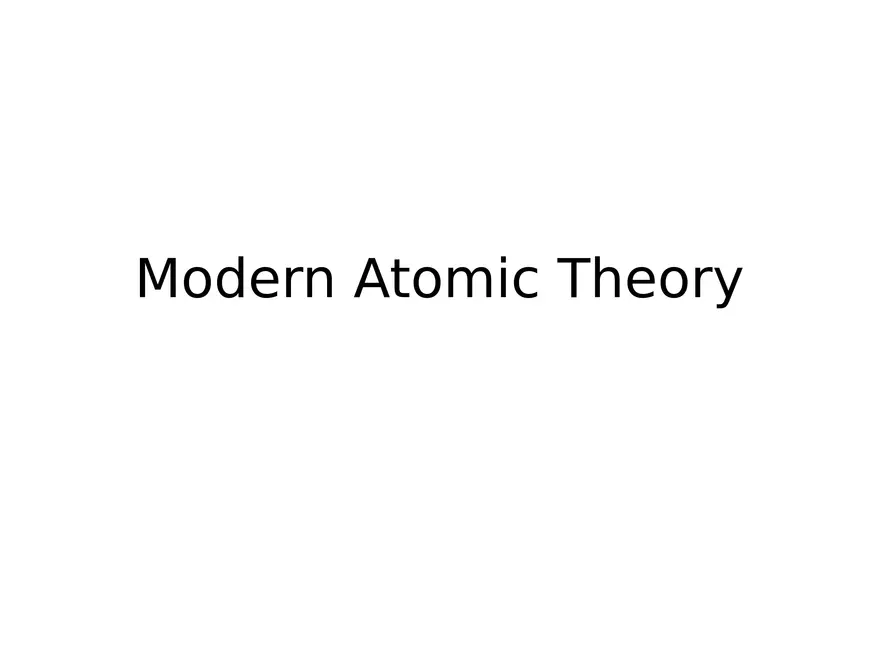 Modern Atomic Theory - Page 1