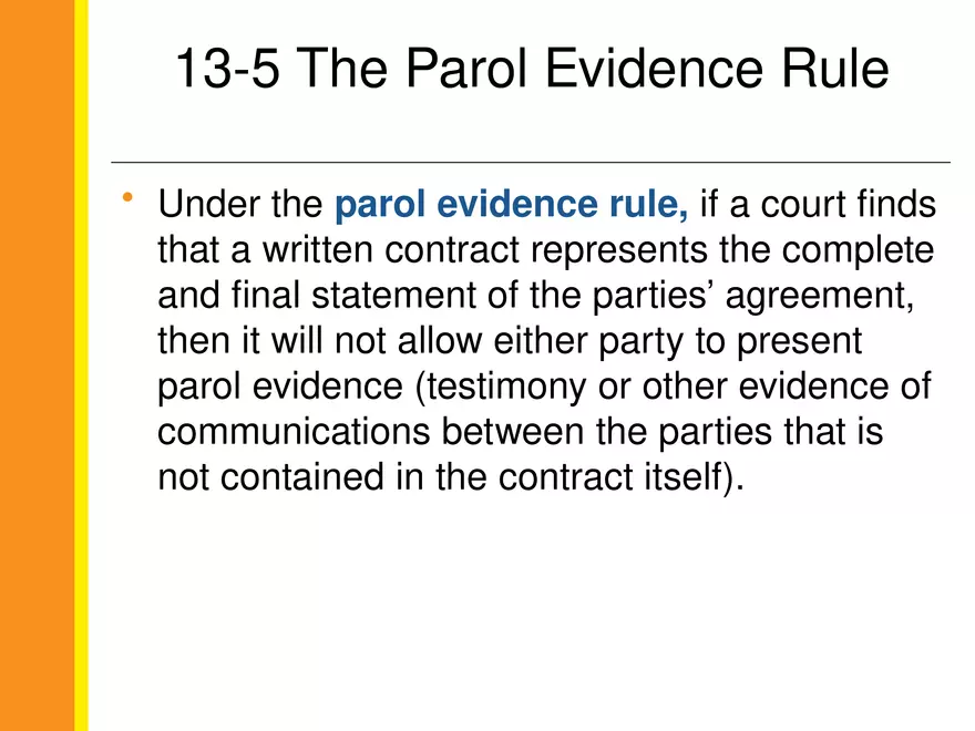 13-5 The Parol Evidence Rule - Page 1