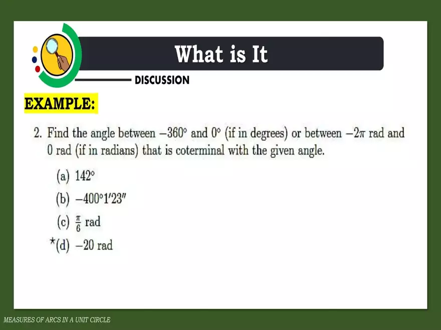 Angles in a Unit Circle - Page 11